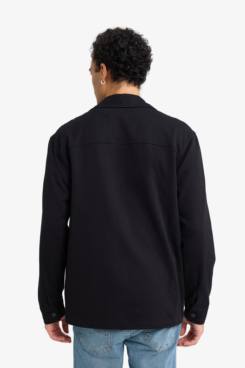 DeFacto Black Man Regular Fit Long Sleeve Overshirt Casual - Image 5